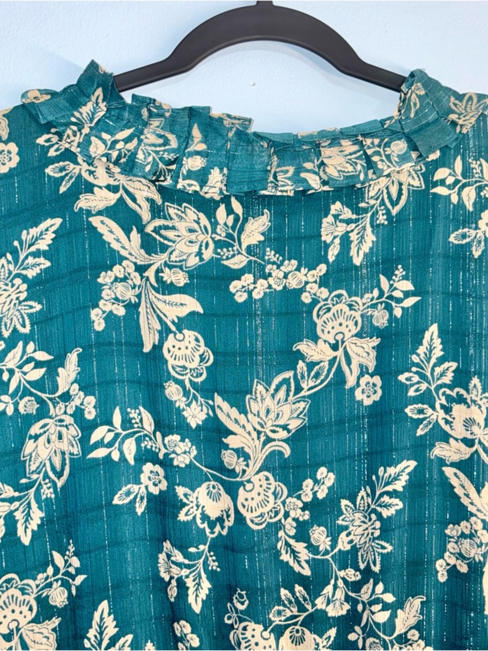 2X croft & barrow Emerald and Gold Floral Pleated Midi Dress - Picture 6 of 6